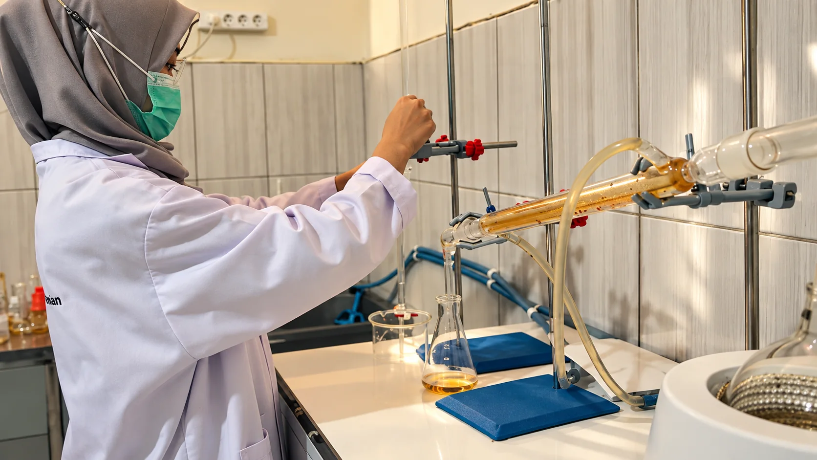 Laboratory technician performing quality control